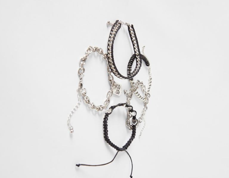 Bershka Heart Bracelet Sieraden Heren Zwart | HfvLRJdriMT