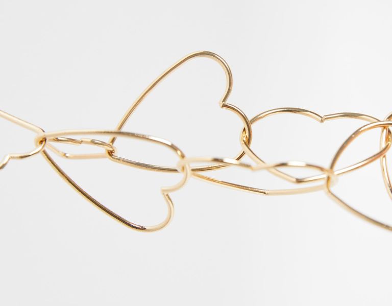 Bershka Heart Cascading Earrings Sieraden Dames Goud | KEkAIHKc8Gk