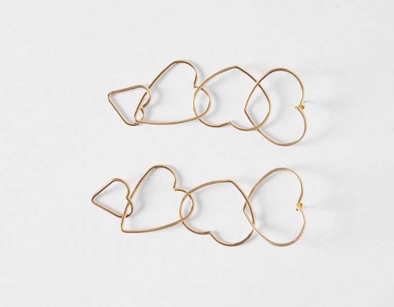 Bershka Heart Cascading Earrings Sieraden Dames Goud | KEkAIHKc8Gk