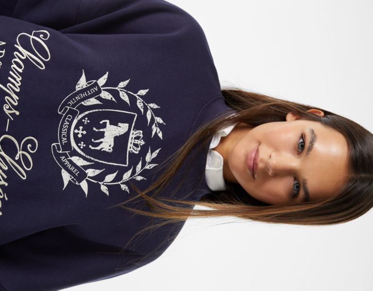 Bershka High Neck Embroidered Sweatshirts Dames Blauw | I1WNUoxOhYF