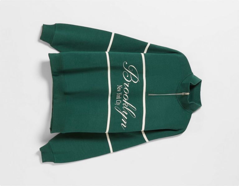 Bershka High Neck Rits With Print Sweatshirts Dames Groen | QjAB2EOlHS4