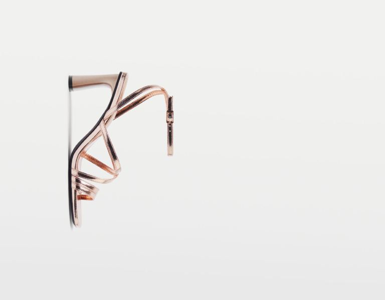 Bershka High-heel Bandjes With Ankle Riemen Hakken Sandalen Dames Goud | ISpDOrC92pR