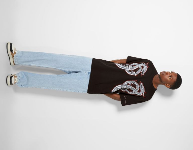 Bershka House Of Dragons Oversize Boxy-fit T-shirts Heren Zwart | jO7dgEtrEiT