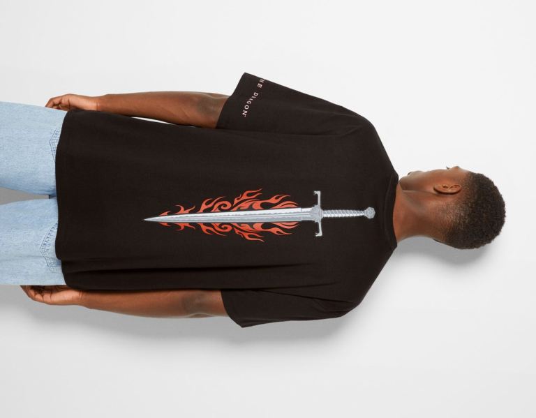 Bershka House Of Dragons Oversize Boxy-fit T-shirts Heren Zwart | m9tCrwxrsI0
