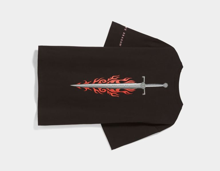 Bershka House Of Dragons Oversize Boxy-fit T-shirts Heren Zwart | m9tCrwxrsI0