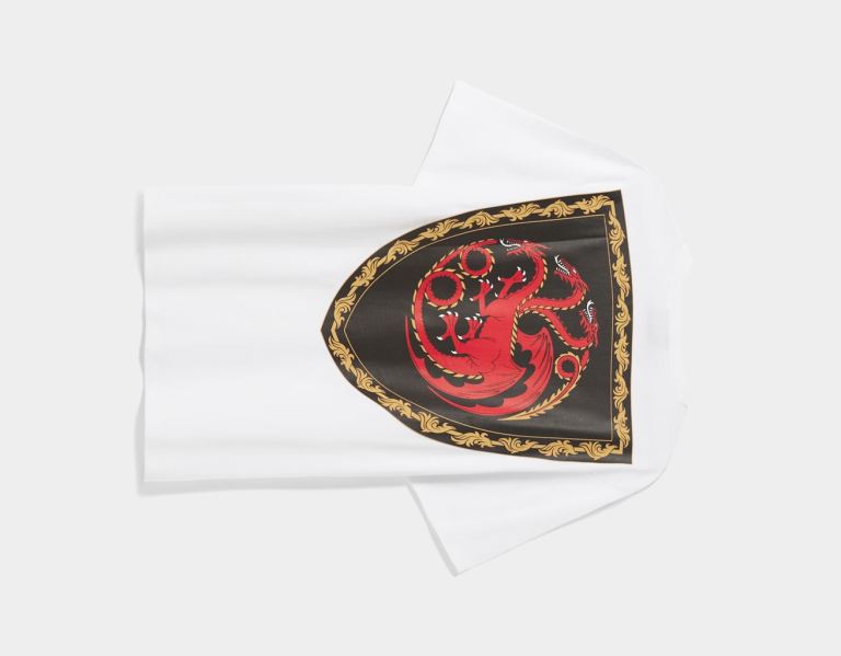 Bershka House Of Dragons Regular-fit Kort Sleeve T-shirts Heren Wit | iol4L7jLfTH