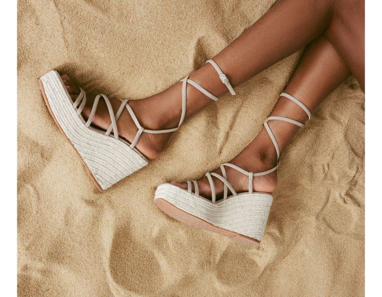 Bershka Jute Wedge Cage Hakken Sandalen Dames Khaki | GY1KxGzK30y