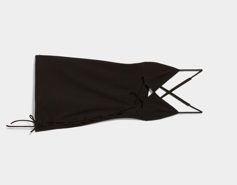 Bershka Kanten-up Ottoman Mini Jurken Dames Zwart | jJeAUL9Oakl