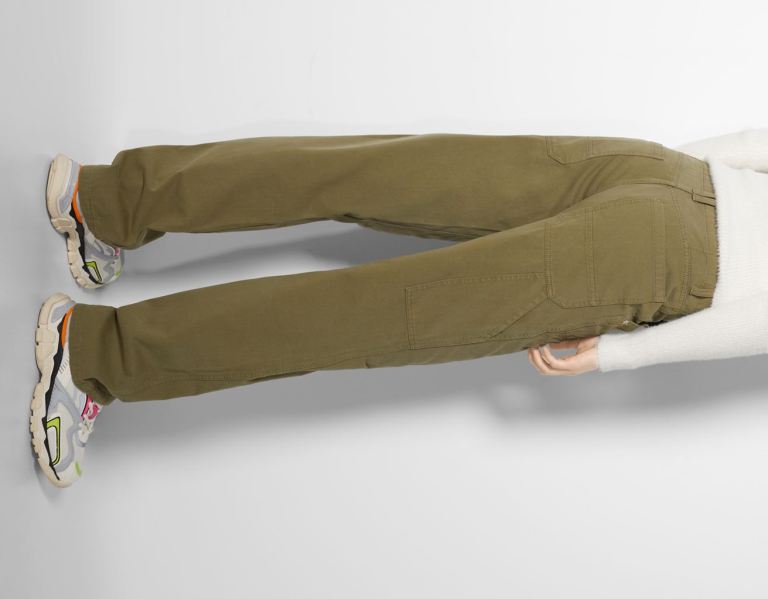 Bershka Katoenen Carpenter Pants Cargo Dames Khaki | dAeTkzxz8JT