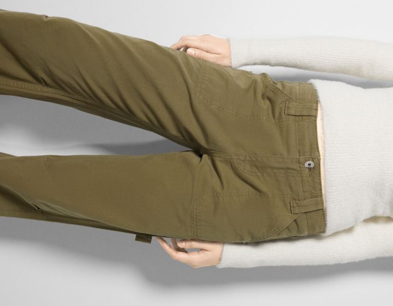 Bershka Katoenen Carpenter Pants Cargo Dames Khaki | dAeTkzxz8JT