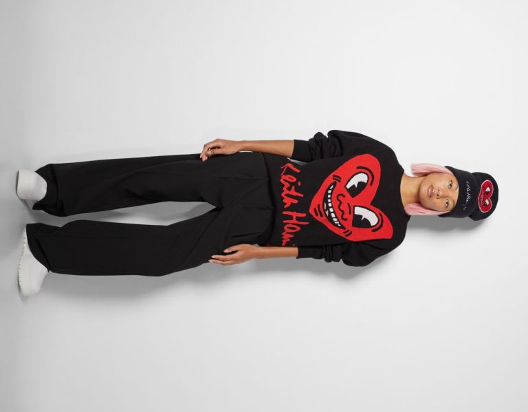 Bershka Keith Haring Print Trui Truien Dames Zwart | aqKTgMMtdy2