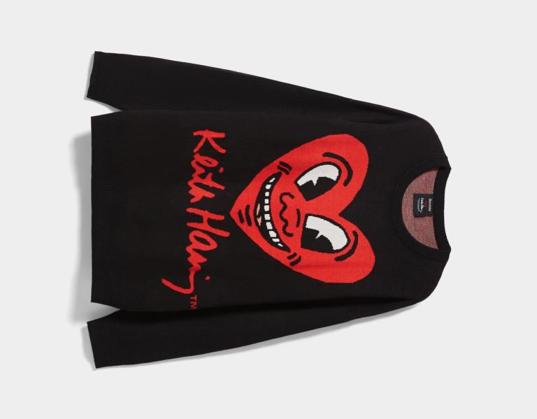 Bershka Keith Haring Print Trui Truien Heren Zwart | cfqtZ8n6HOA