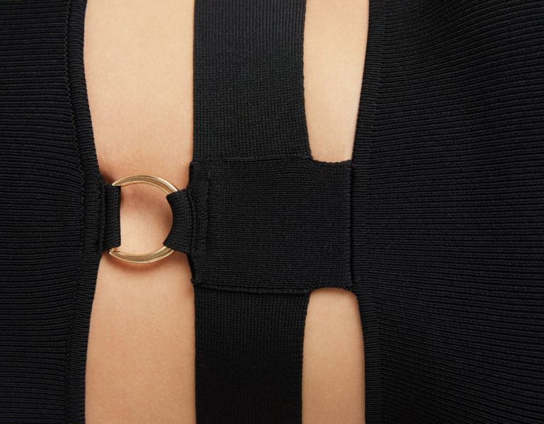 Bershka Knit Jurken With Cut-out Rings Gebreide Kleding Dames Zwart | j8O1ZAZ8is8