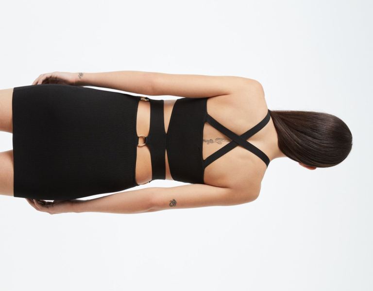 Bershka Knit With Cut-out Rings Jurken Dames Zwart | mxR3sCl8tqa