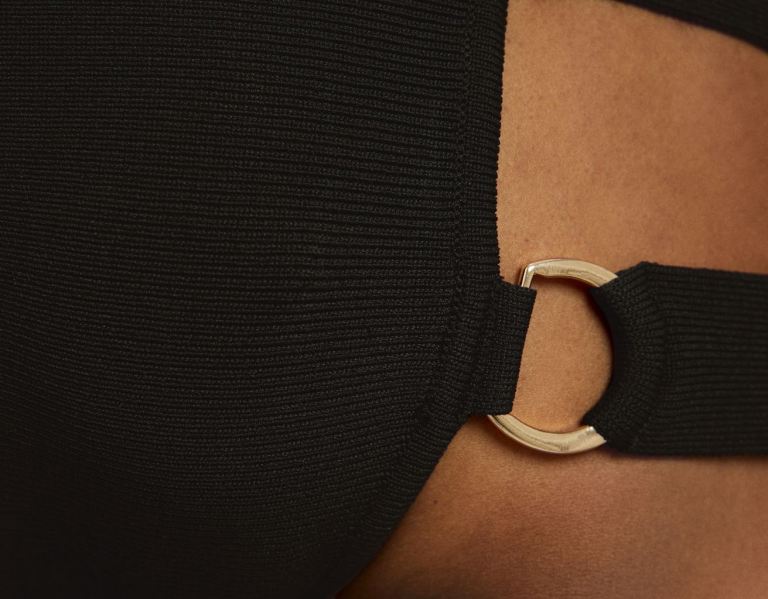 Bershka Knit With Ring Detail Topjes Dames Zwart | tw6M17CSktP
