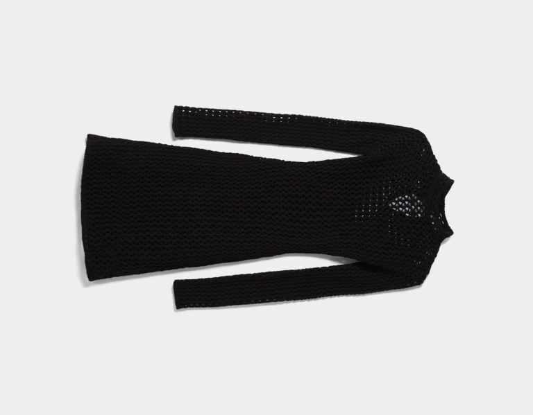 Bershka Kort Long Sleeve High Neck With Open Knit Detail Jurken Dames Zwart | ImgsSHmbFsG