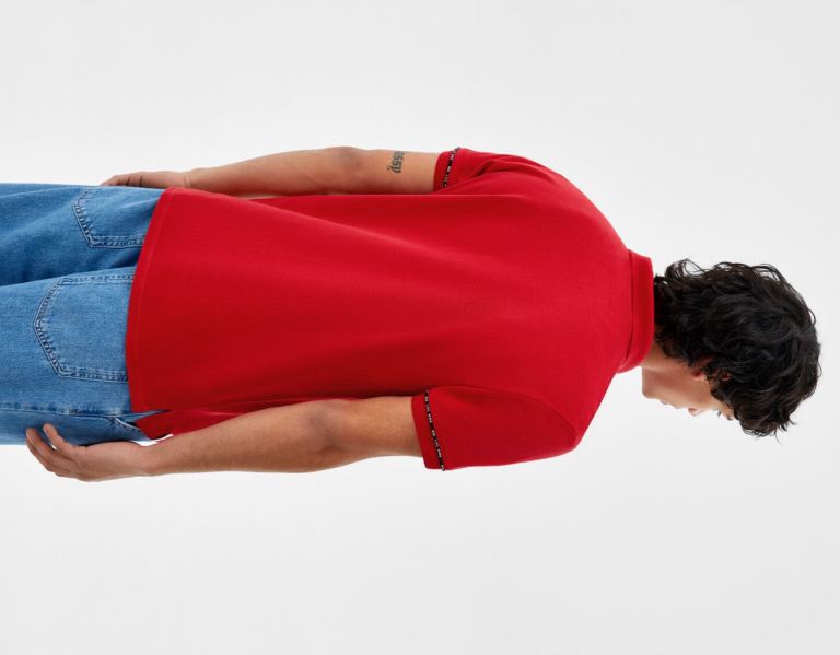Bershka Kort Sleeve Piqué Polo Shirt T-shirts Heren Rood | vzPro13rnx2
