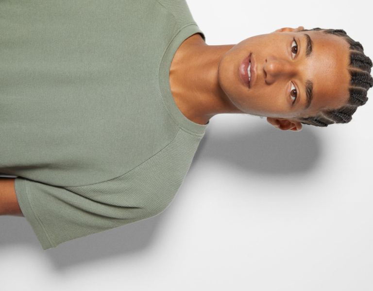 Bershka Kort Sleeve Waffle-knit Piqué With Raglan Sleeves T-shirts Heren Grijs | 9naUVKShCU9