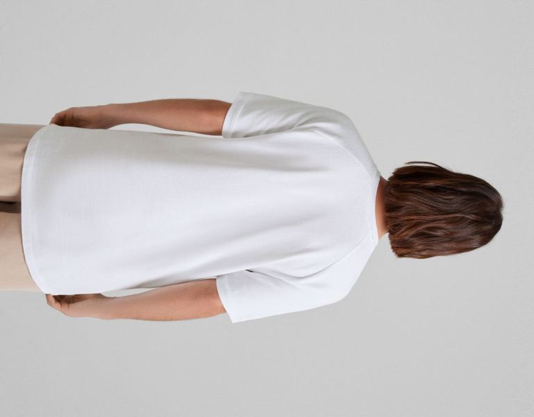 Bershka Kort Sleeve Waffle-knit Piqué With Raglan Sleeves T-shirts Heren Wit | XYEdepbKZkm