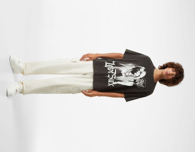 Bershka Kort Sleeve With An Avril Lavigne Print T-shirts Heren Zwart | SYYOt5hBmaX