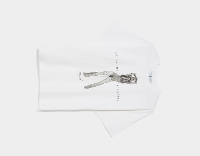 Bershka Kort Sleeve With Cristina Aguilera Print T-shirts Dames Wit | wFKqaIPB7XU