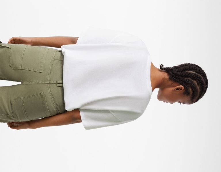 Bershka Kort Sleeve With Embroidered Print T-shirts Dames Wit | SVIjTO7akxv