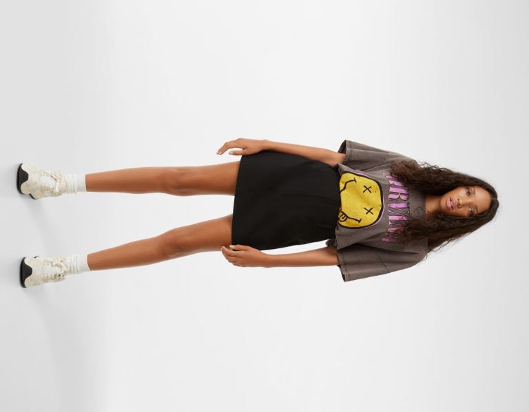 Bershka Kort Sleeve With Nirvana Print T-shirts Dames Grijs | jzHrRLSWDmU