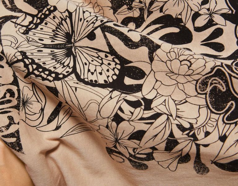 Bershka Kort Sleeve With Print T-shirts Dames Bruin | 27cgLI1WlZ8