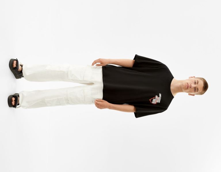Bershka Kort Sleeve With Print T-shirts Heren Zwart | DzDX4yTqJgy