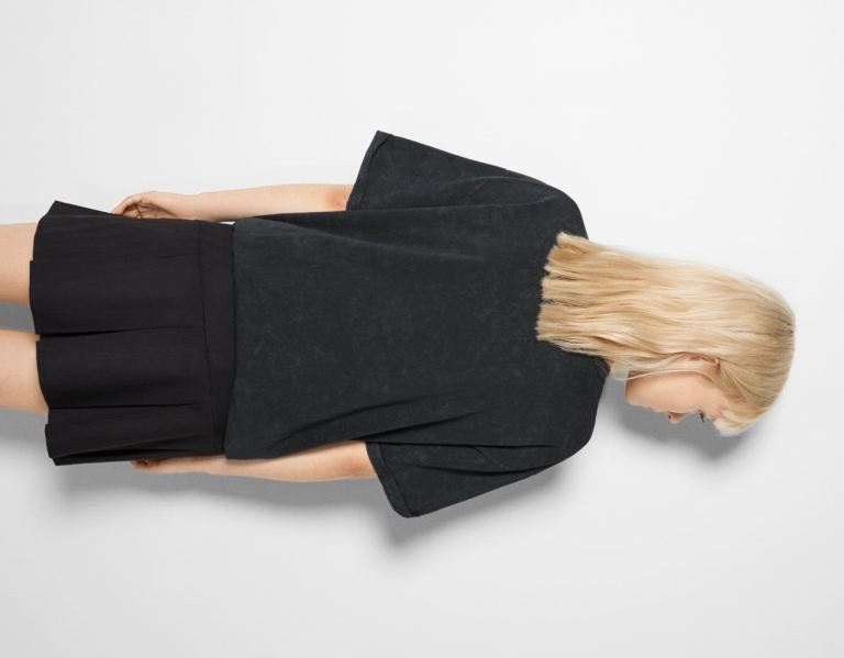 Bershka Kort Sleeve With Print T-shirts Dames Zwart | KGprhKgKLWA