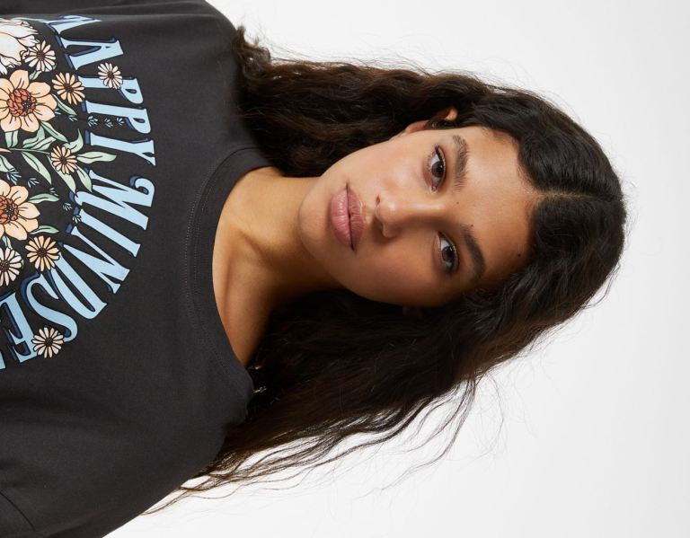 Bershka Kort Sleeve With Print T-shirts Dames Zwart | L8tLEL3hRsB