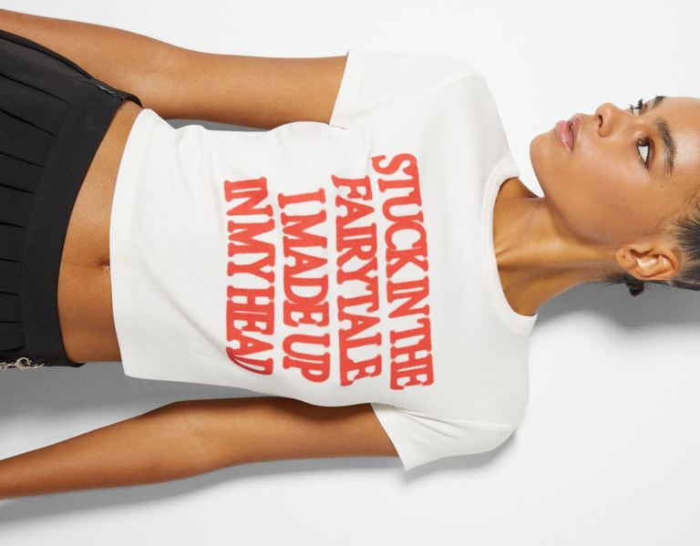 Bershka Kort Sleeve With Print T-shirts Dames Wit | MclJdmrMfQX