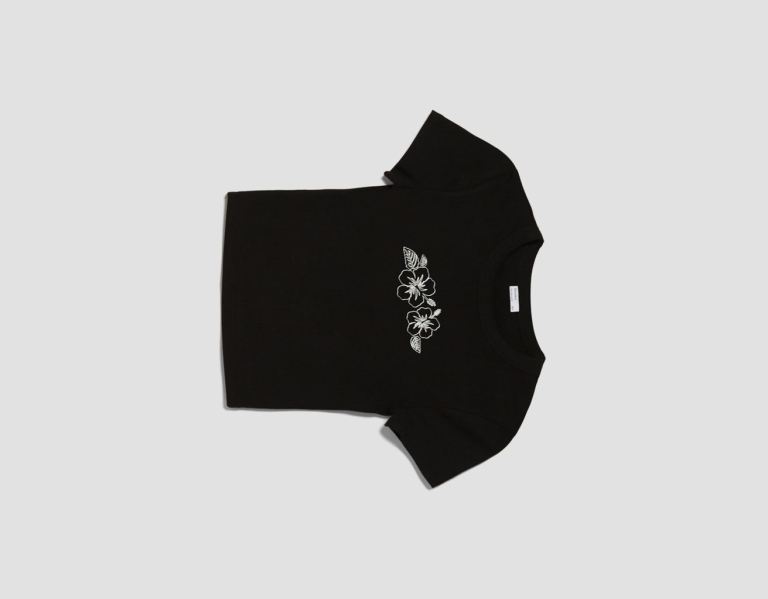 Bershka Kort Sleeve With Print T-shirts Dames Zwart | PYRyUugiCRT
