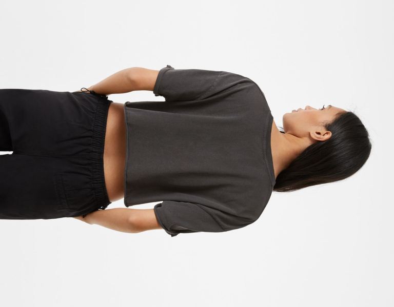 Bershka Kort Sleeve With Print T-shirts Dames Zwart | TRe3VoH6AVt