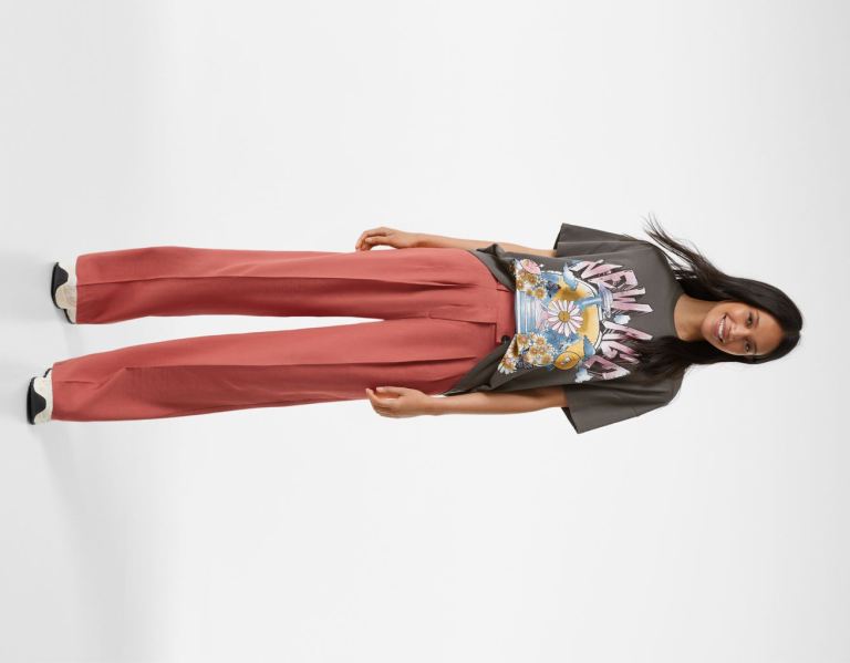 Bershka Kort Sleeve With Print T-shirts Dames Zwart | Z8t8I8gBVMI