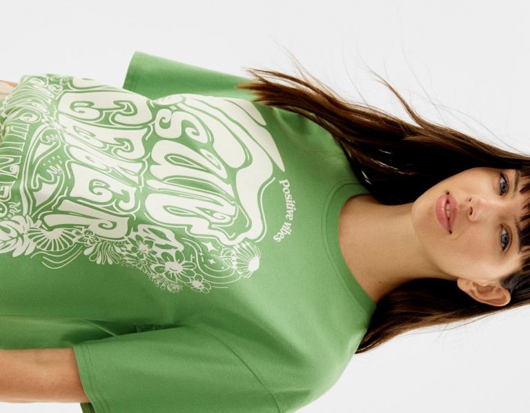 Bershka Kort Sleeve With Print T-shirts Dames Wit | jc5snqNyEO6