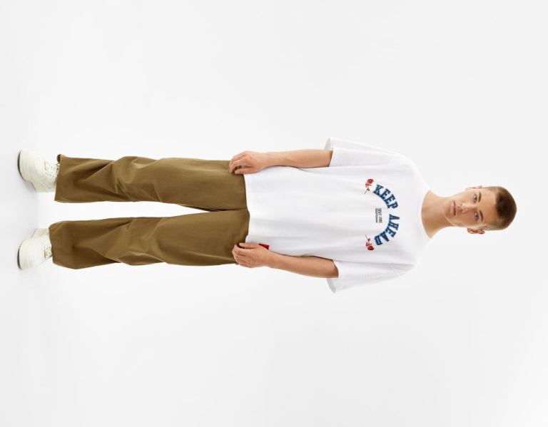 Bershka Kort Sleeve With Print T-shirts Heren Wit | oSYUJzYhHit