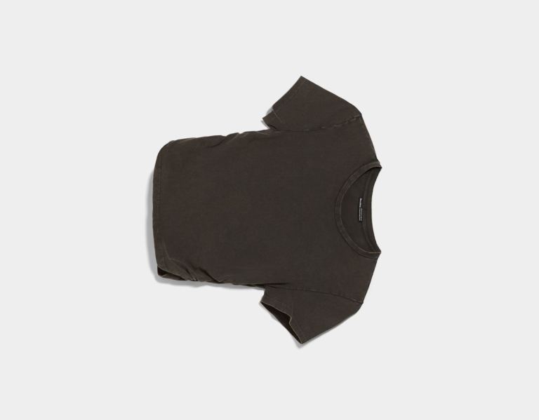 Bershka Kort Sleeve With Side Pleats T-shirts Dames Zwart | cXU4jtAzwpy
