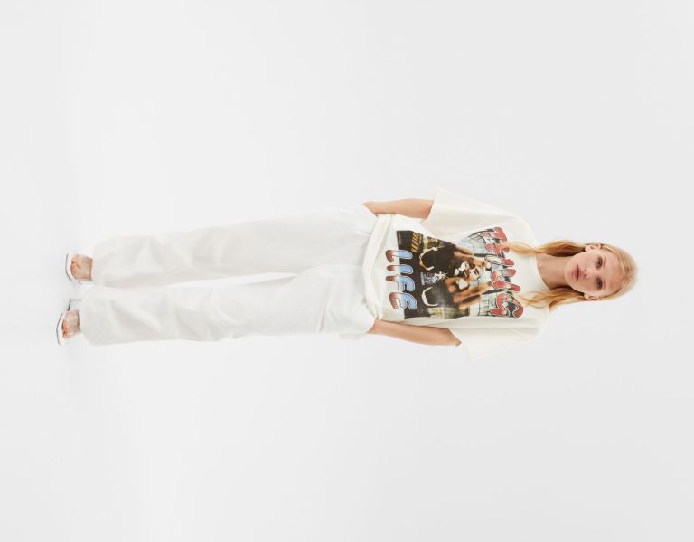Bershka Kort Sleeve With Tupac Print T-shirts Dames Wit | kyGlRX3bOqy