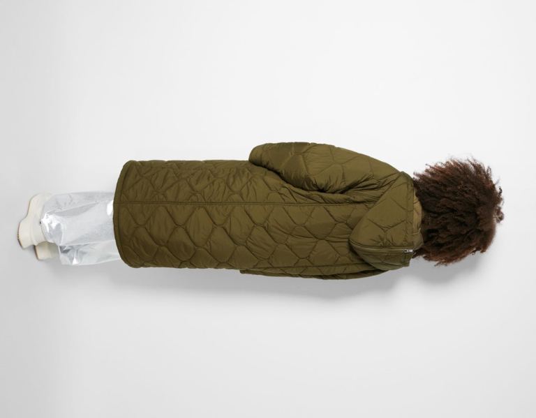 Bershka Long Puffer Coat Bovenkleding Dames Khaki | 8TOBLE2azIq