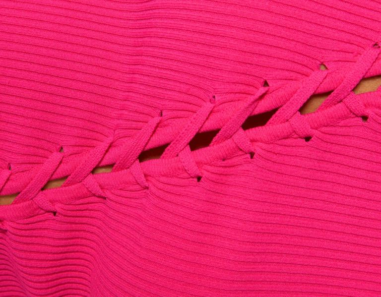 Bershka Long Sleeve Diagonal Kanten Trui Gebreide Kleding Dames Roze | AkT3L137Gnk