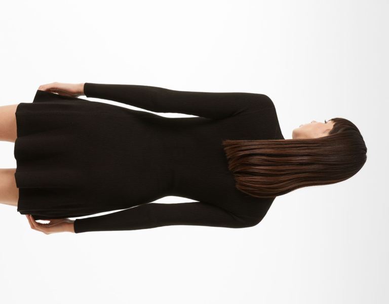 Bershka Long Sleeve Skater Mini Jurken Dames Zwart | 0KnWWksn044