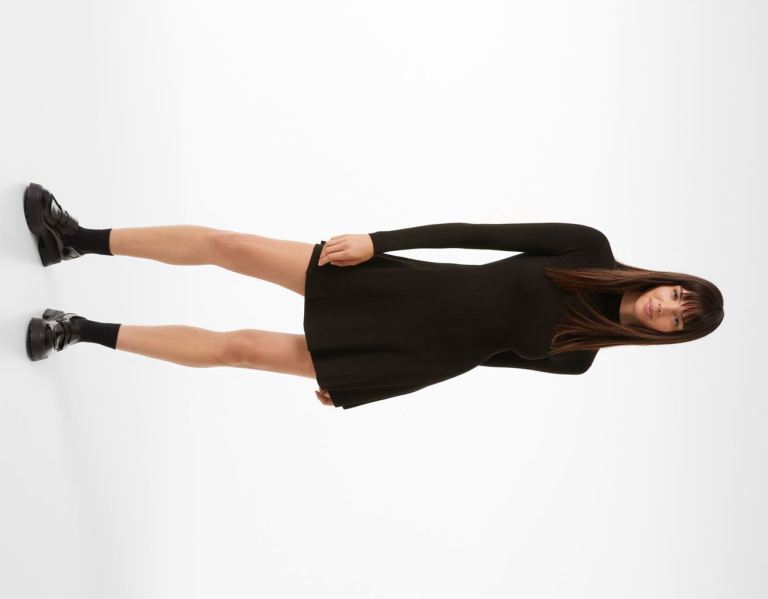 Bershka Long Sleeve Skater Mini Jurken Dames Zwart | 0KnWWksn044