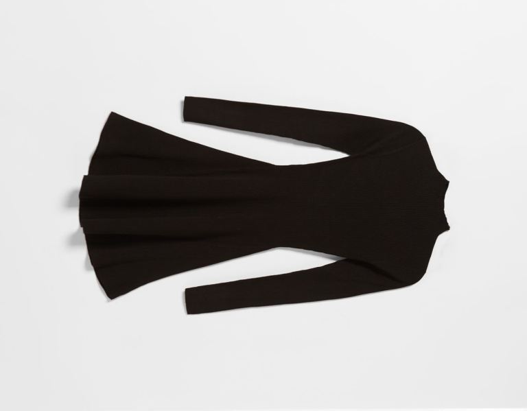 Bershka Long Sleeve Skater Mini Jurken Dames Zwart | 0KnWWksn044