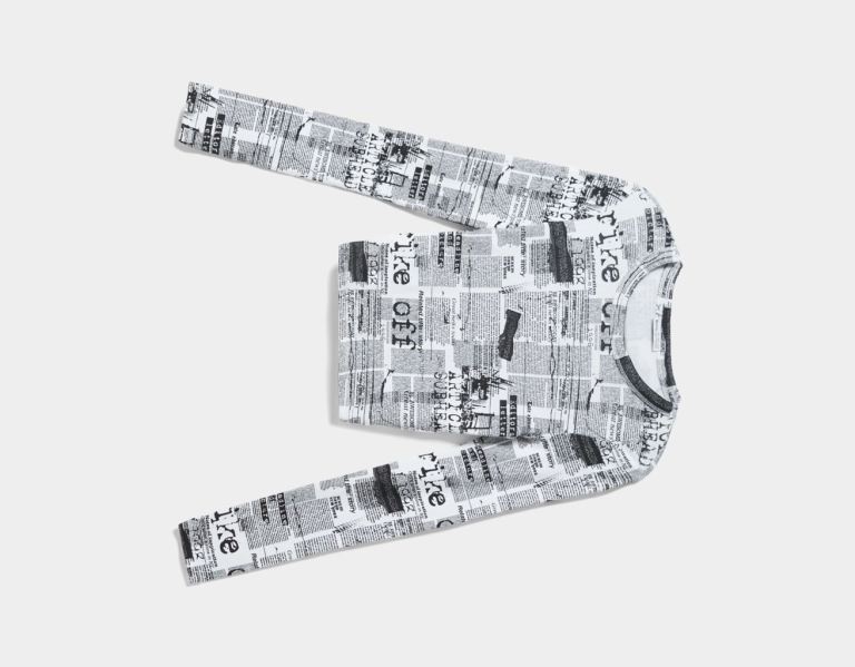 Bershka Long Sleeve With Print T-shirts Dames Wit | eQFFiIgfGId