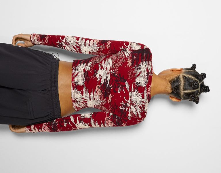 Bershka Long Sleeve With Print T-shirts Dames Rood | wJv74jwopOV
