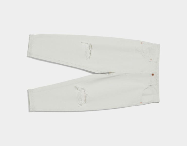 Bershka Loose Fit With Rips Jeans Heren Wit | vZcgNV6SkKI