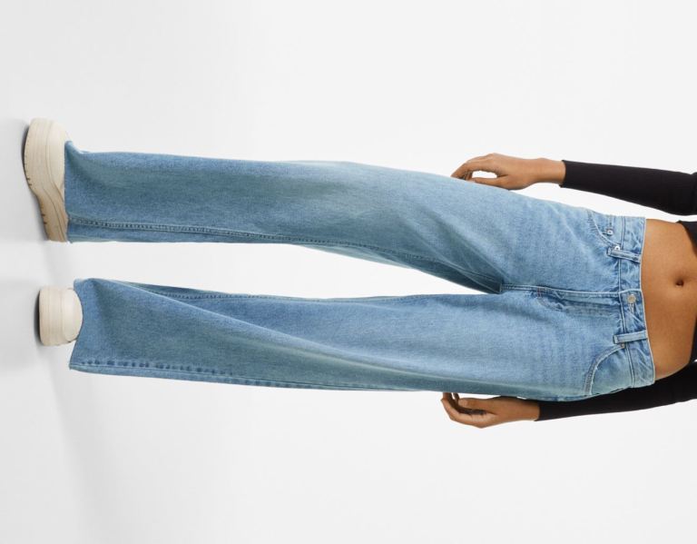 Bershka Low-rise Baggy Jeans Dames Blauw | ComNRJmnfg2