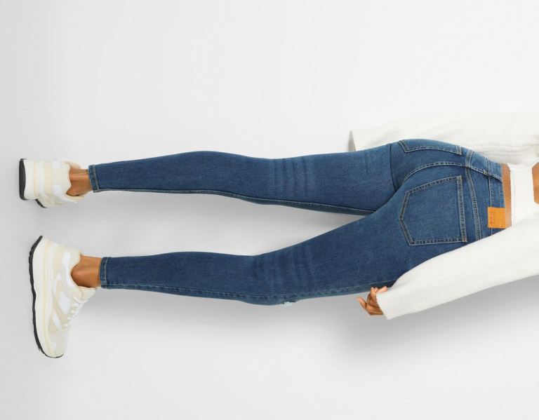 Bershka Low-rise Mager Jeans Dames Blauw | 9HF1tKNkxxq
