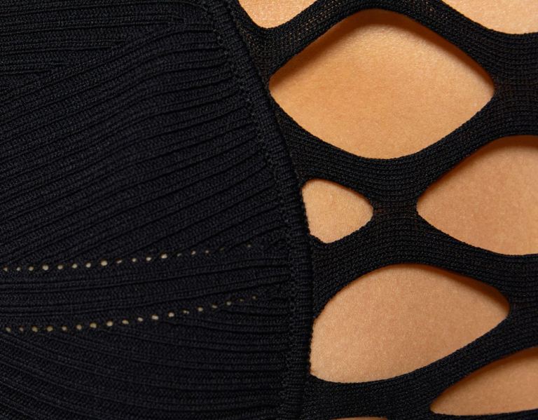 Bershka Mesh Knit Mini Jurken Dames Zwart | MzNPtDFYY7i